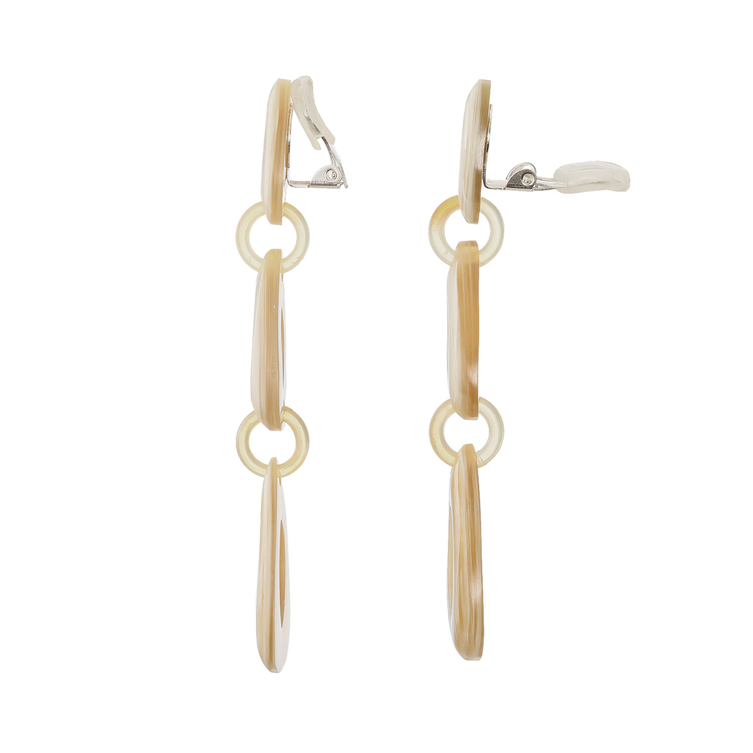 ミル・レーヴ 水牛 ドロップデザイン イヤリング／ピアス