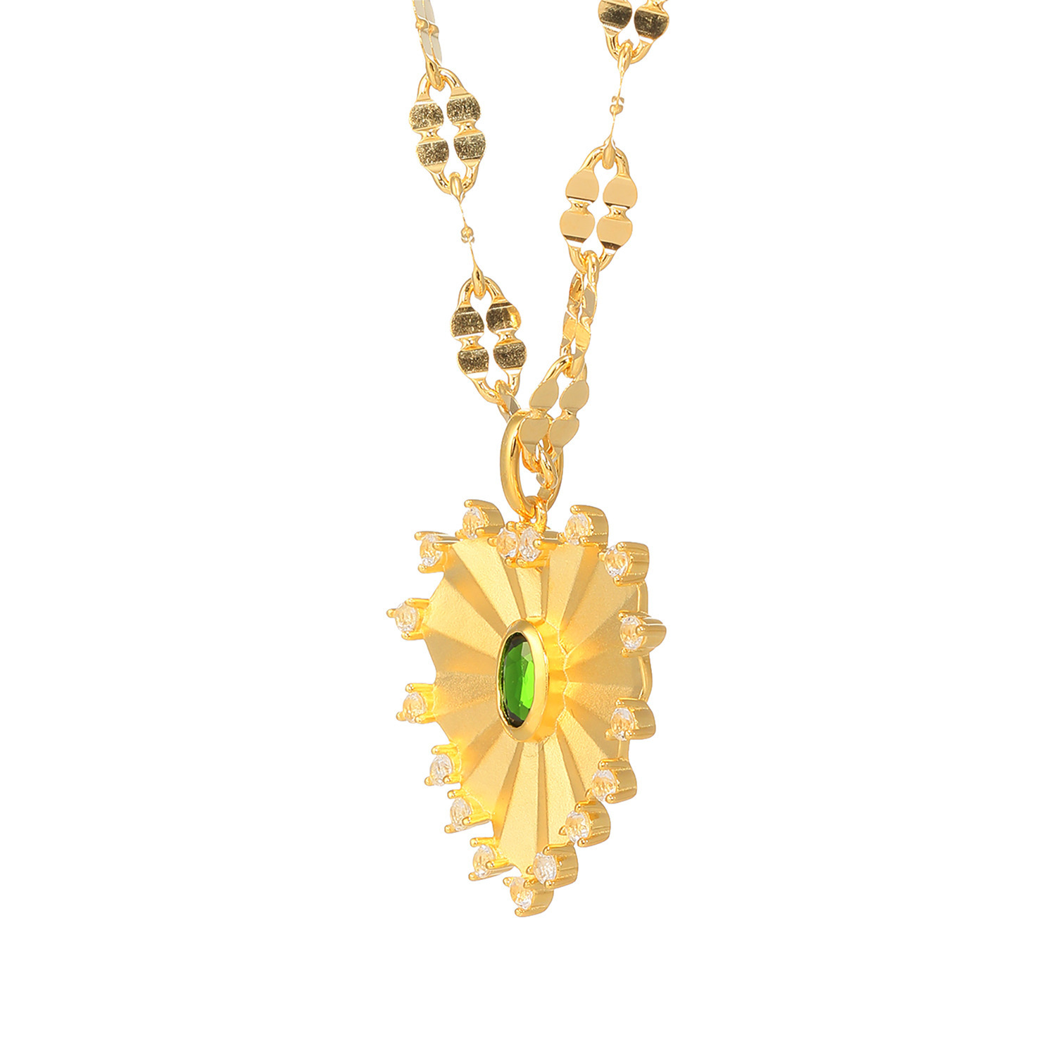 イーシア シルバー クロムダイオプサイト＆ ホワイトトパーズ ハートシェイプペンダント