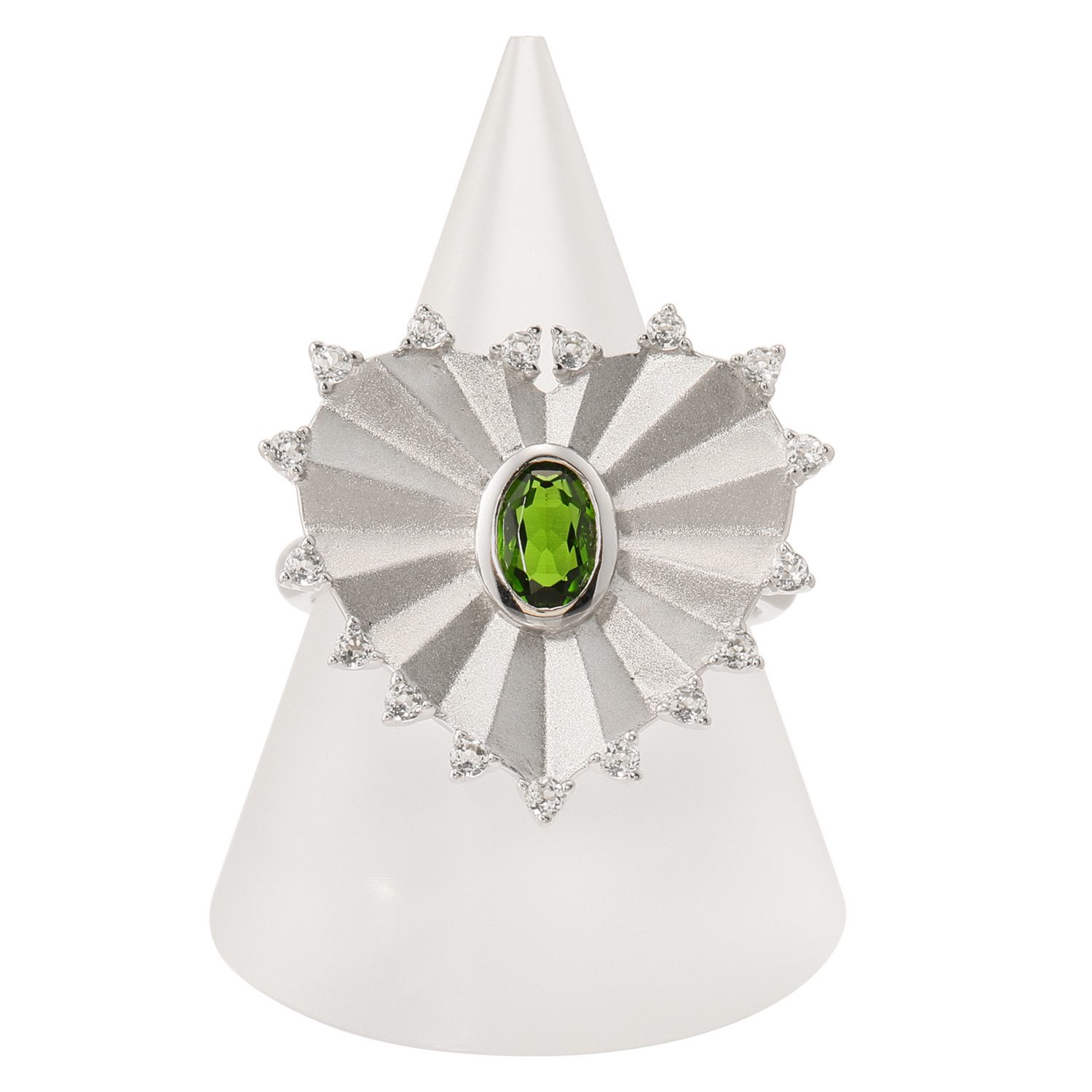 イーシア シルバー クロムダイオプサイト＆ ホワイトトパーズ ハートシェイプリング