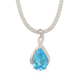 イーシア シルバー ブルートパーズ＆ ホワイトトパーズ＆ ＣＺ ペアシェイプペンダント