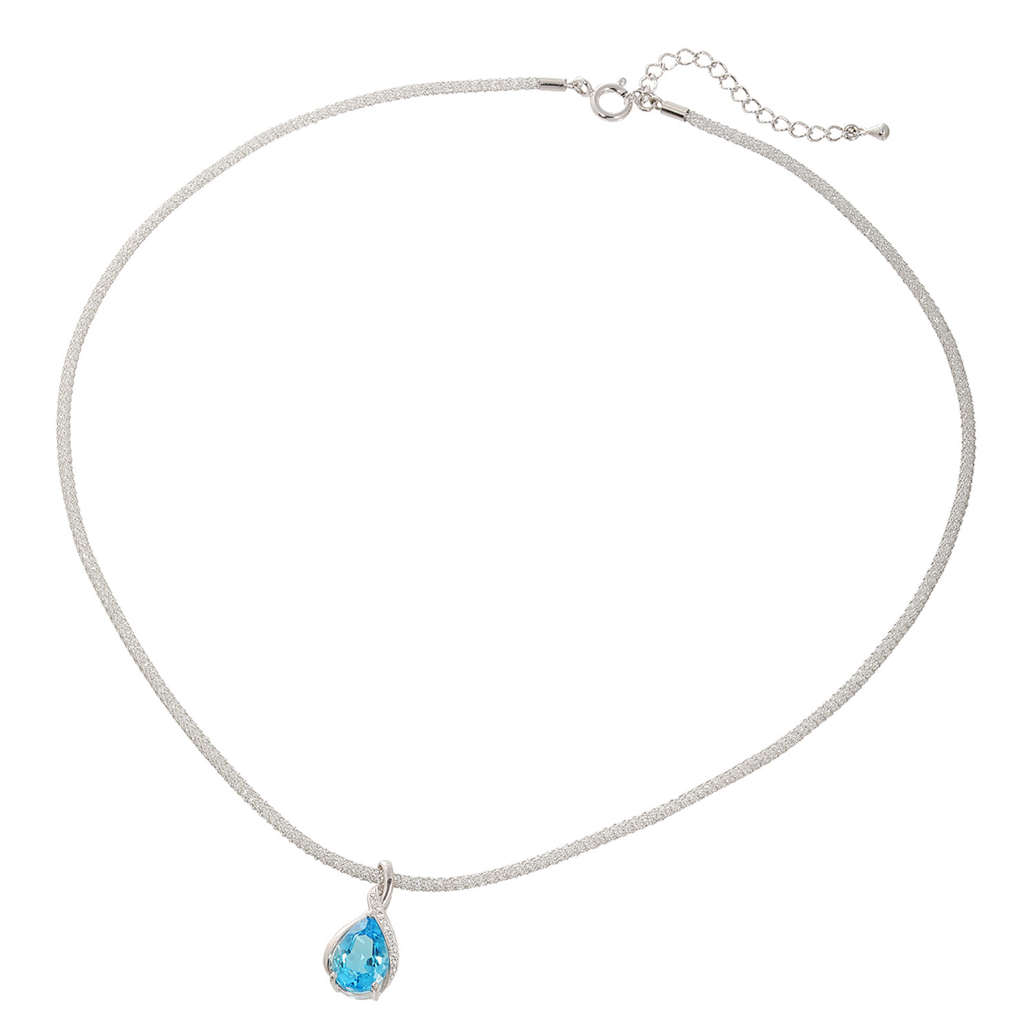 イーシア シルバー ブルートパーズ＆ ホワイトトパーズ＆ ＣＺ ペアシェイプペンダント