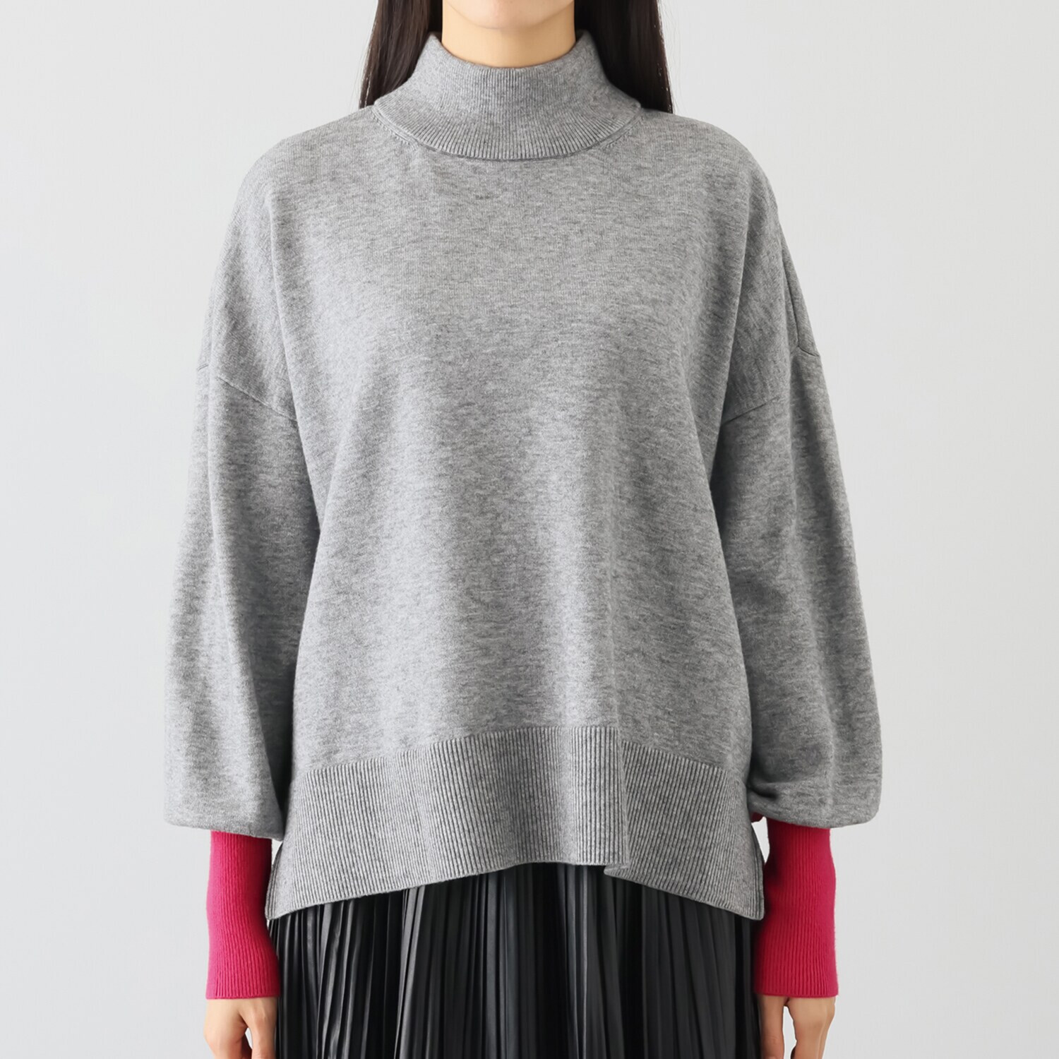 スプーム 配色スリーブ ニットトップス