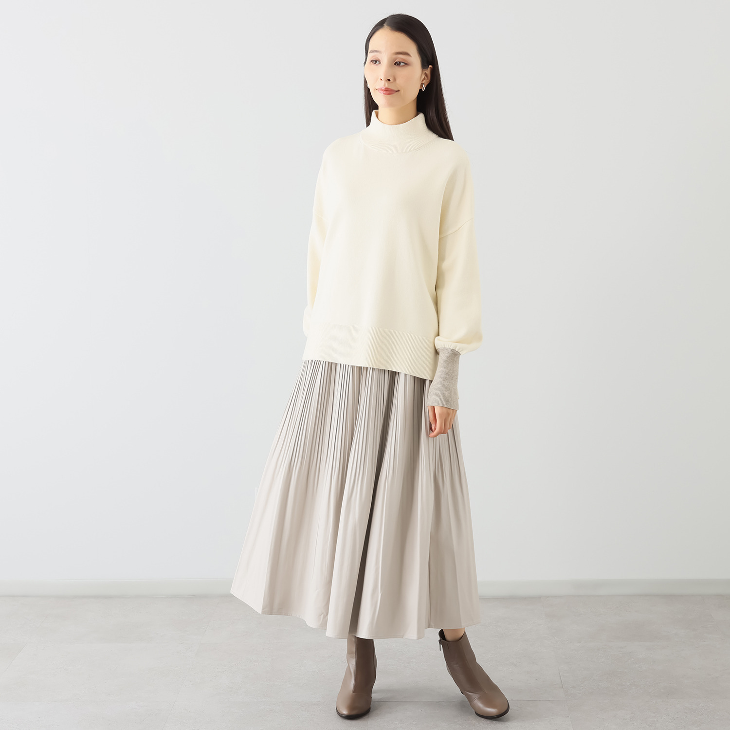 スプーム 配色スリーブ ニットトップス