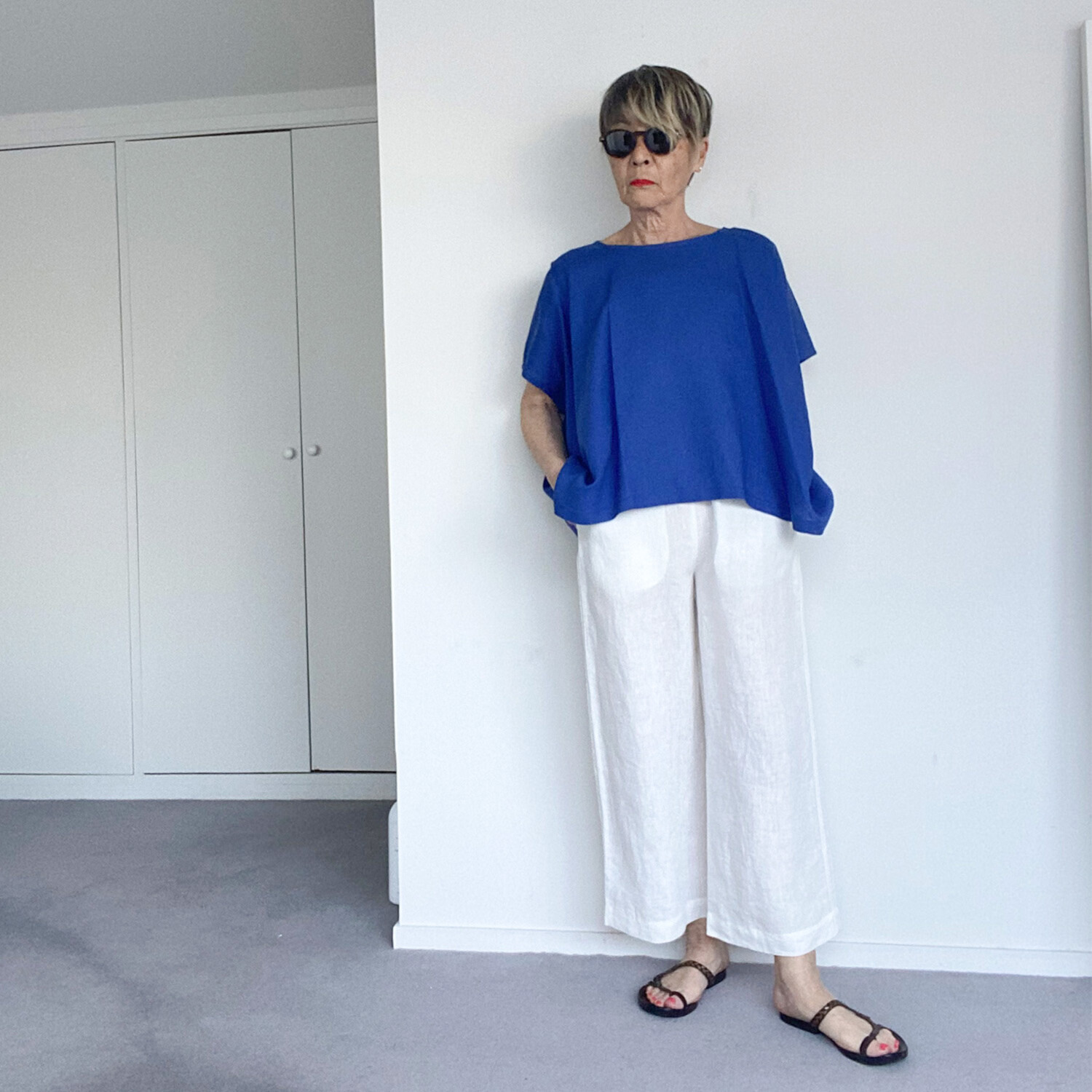 シャビージャンティール 麻 ワイドストレートパンツ