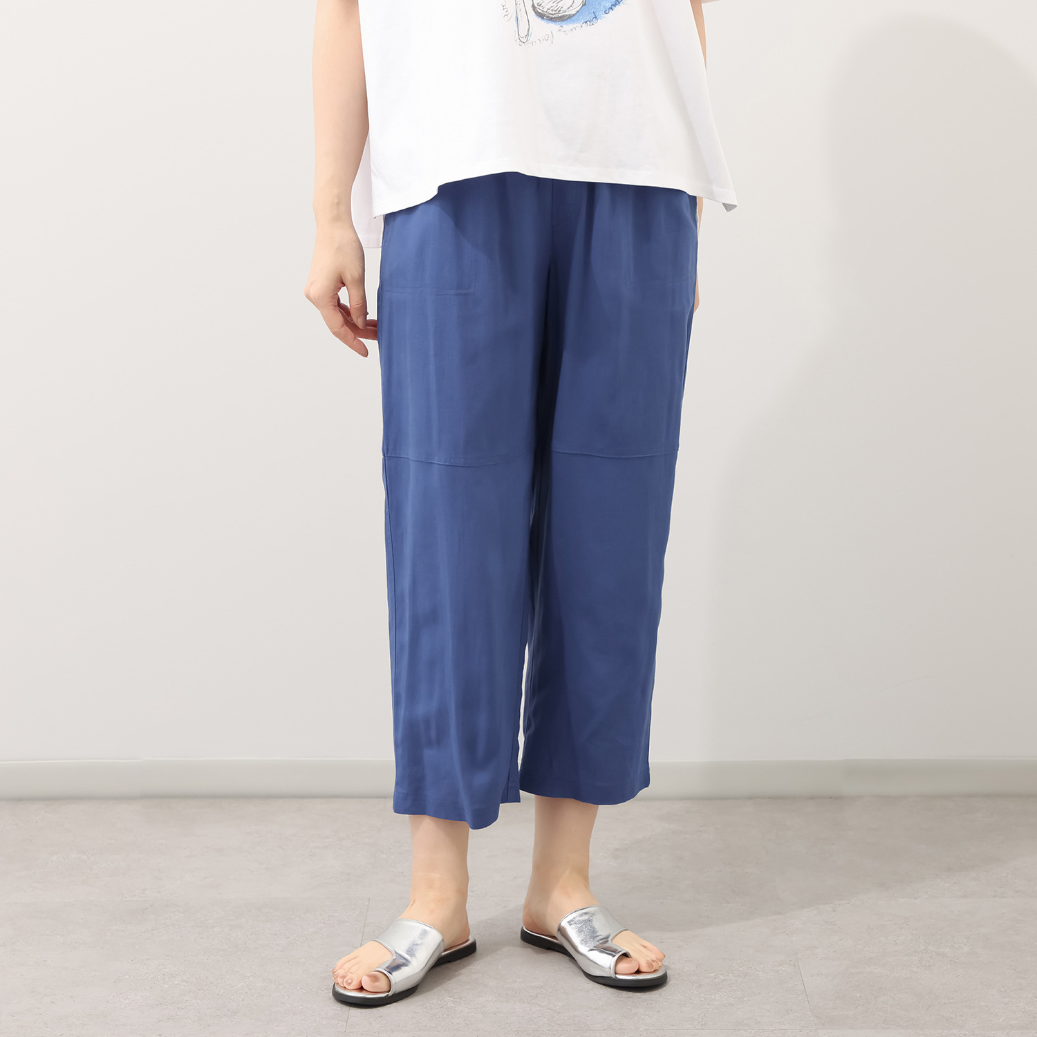シャビージェンティール 麻混 クロップト丈パンツ