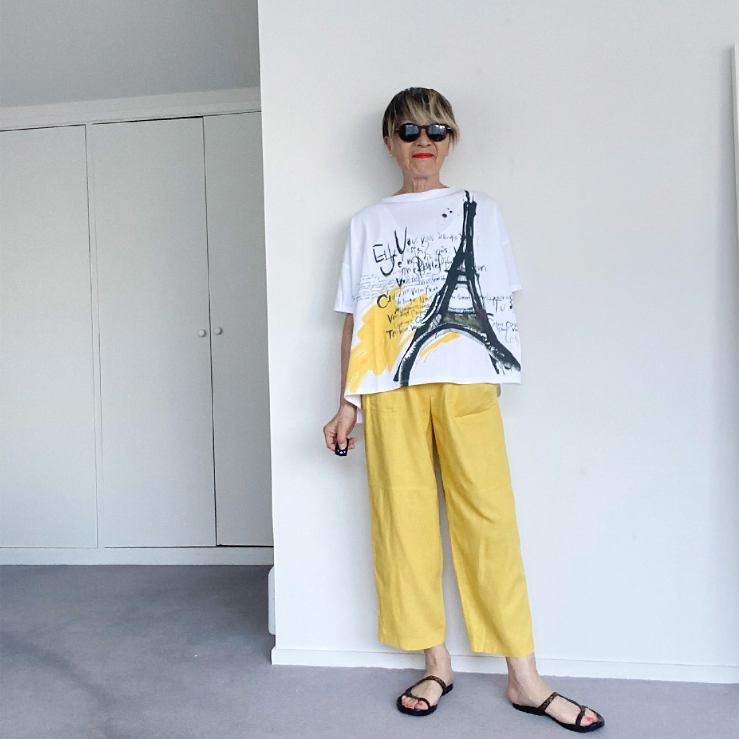 シャビージェンティール 麻混 クロップト丈パンツ