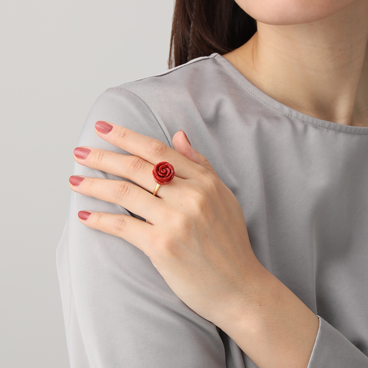 バイ　ネイチャー イソバナサンゴ ローズデザイン フレキシブルリング