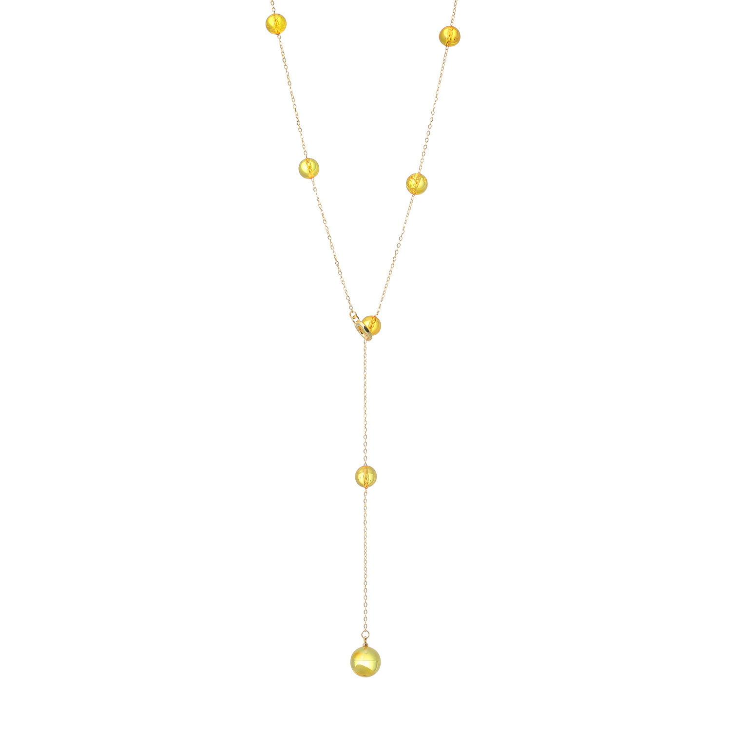 バイ　ネイチャー ステンレス 琥珀 ステーション Ｙ字ロングネックレス