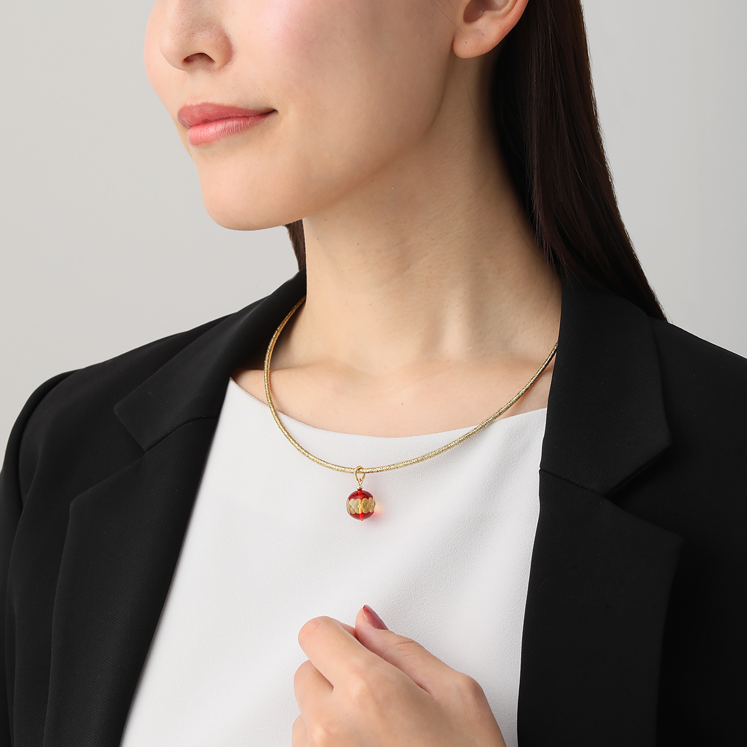 バイ　ネイチャー 琥珀 バイカラーカッティング オールマグネット コードペンダント