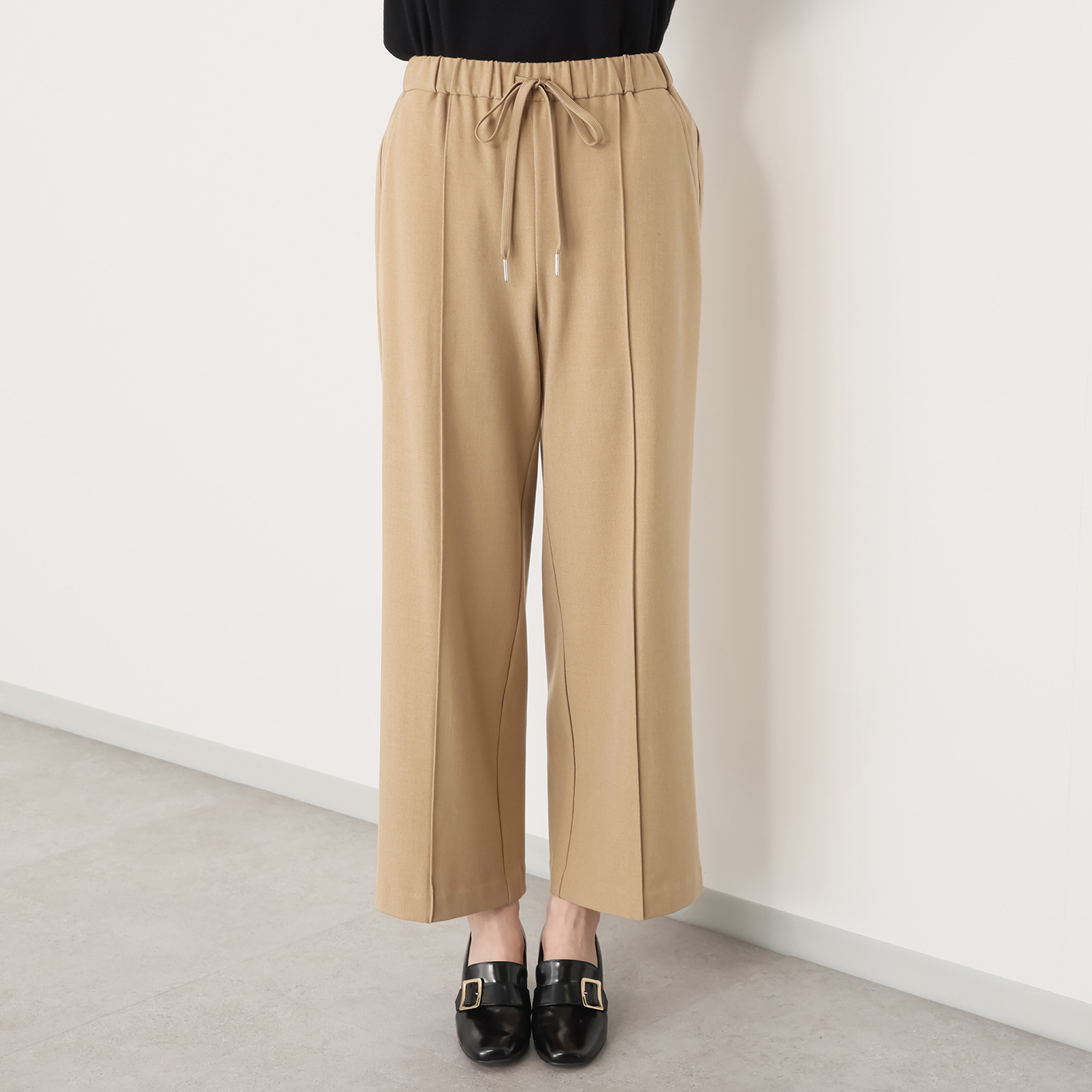 リサリサ コスミカルウォーム 裏起毛 センターピンタック セミワイドパンツ