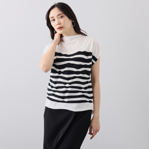 プレセントーア　日本製　無縫製ジャージー　軽くて動きやすい　フレンチスリーブトップス