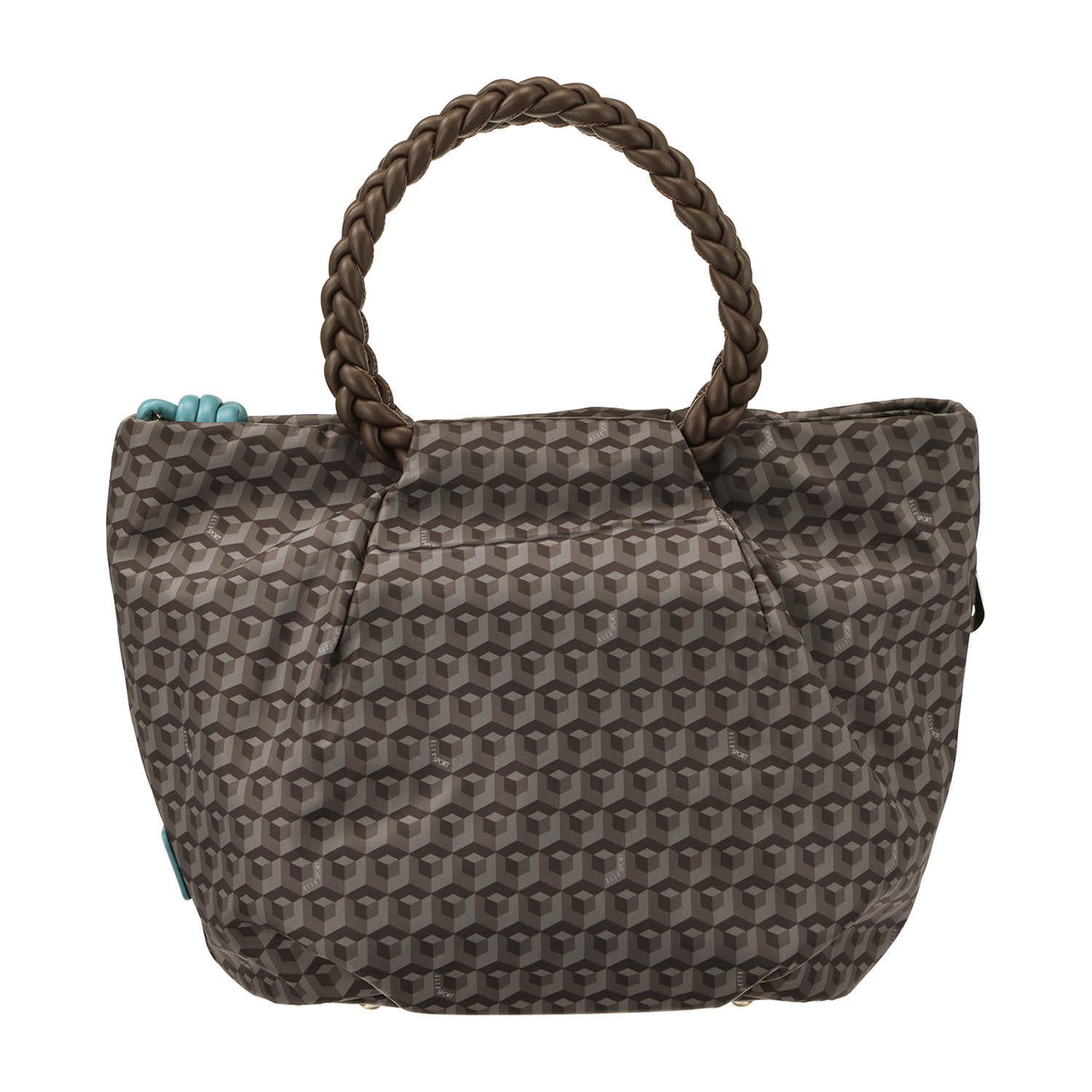 ＥＬＬＥ　ＳＰＯＲＴ はっ水 キューブ柄 ルリエシリーズ メッシュハンドル バスケット