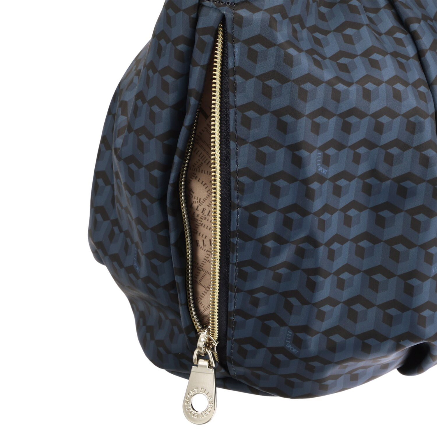 ＥＬＬＥ　ＳＰＯＲＴ はっ水 キューブ柄 ルリエシリーズ メッシュハンドル バスケット