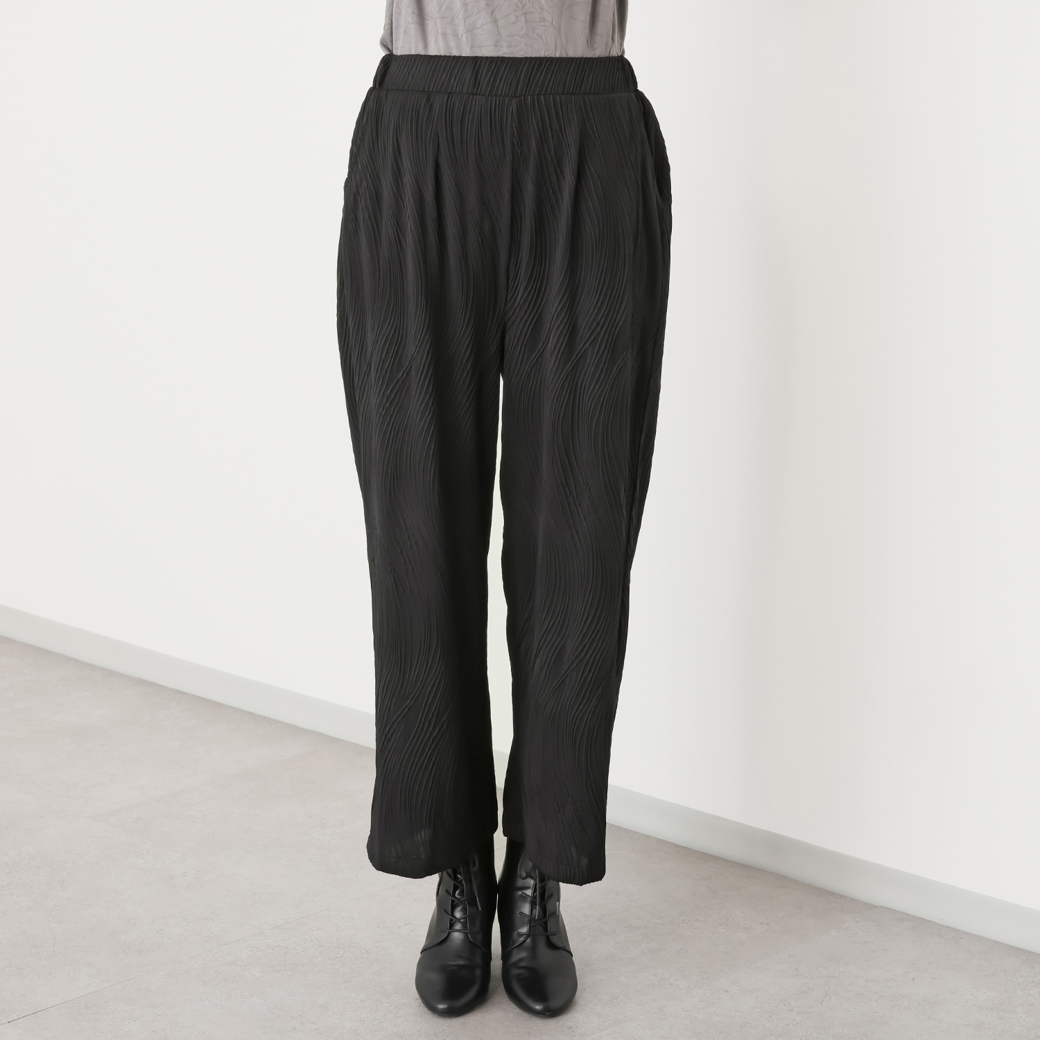 コイビトミサキ ジャガード ストレッチ ワイドパンツ