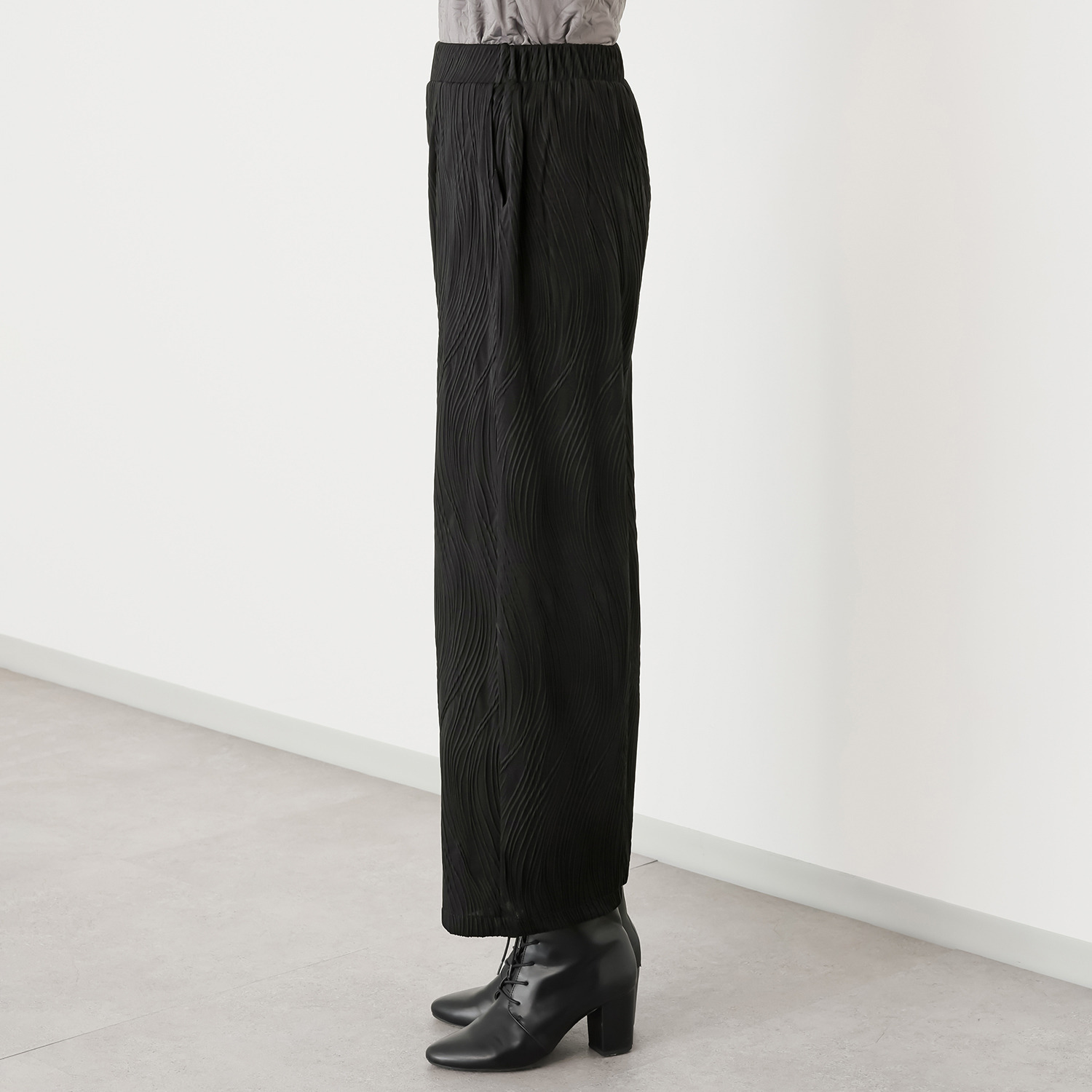 コイビトミサキ ジャガード ストレッチ ワイドパンツ