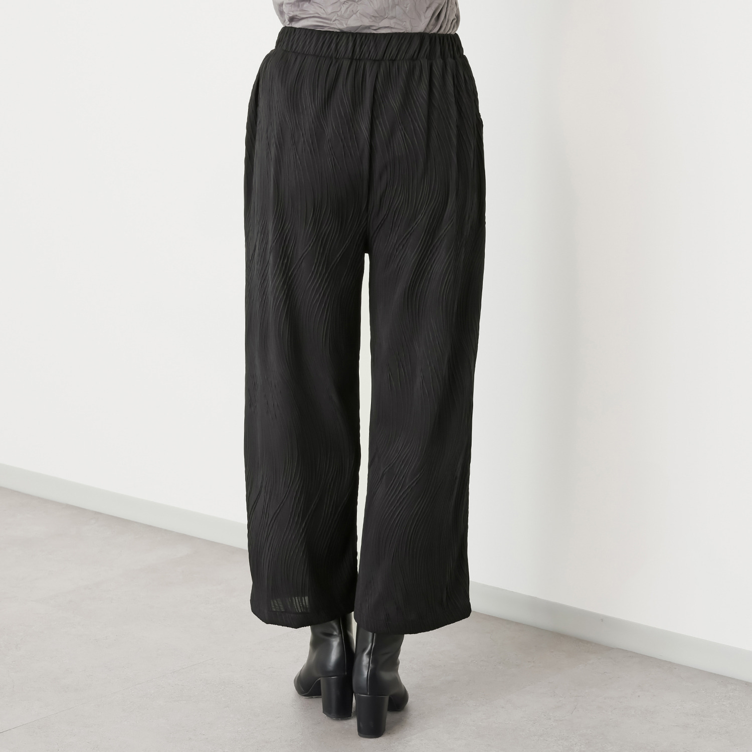 コイビトミサキ ジャガード ストレッチ ワイドパンツ