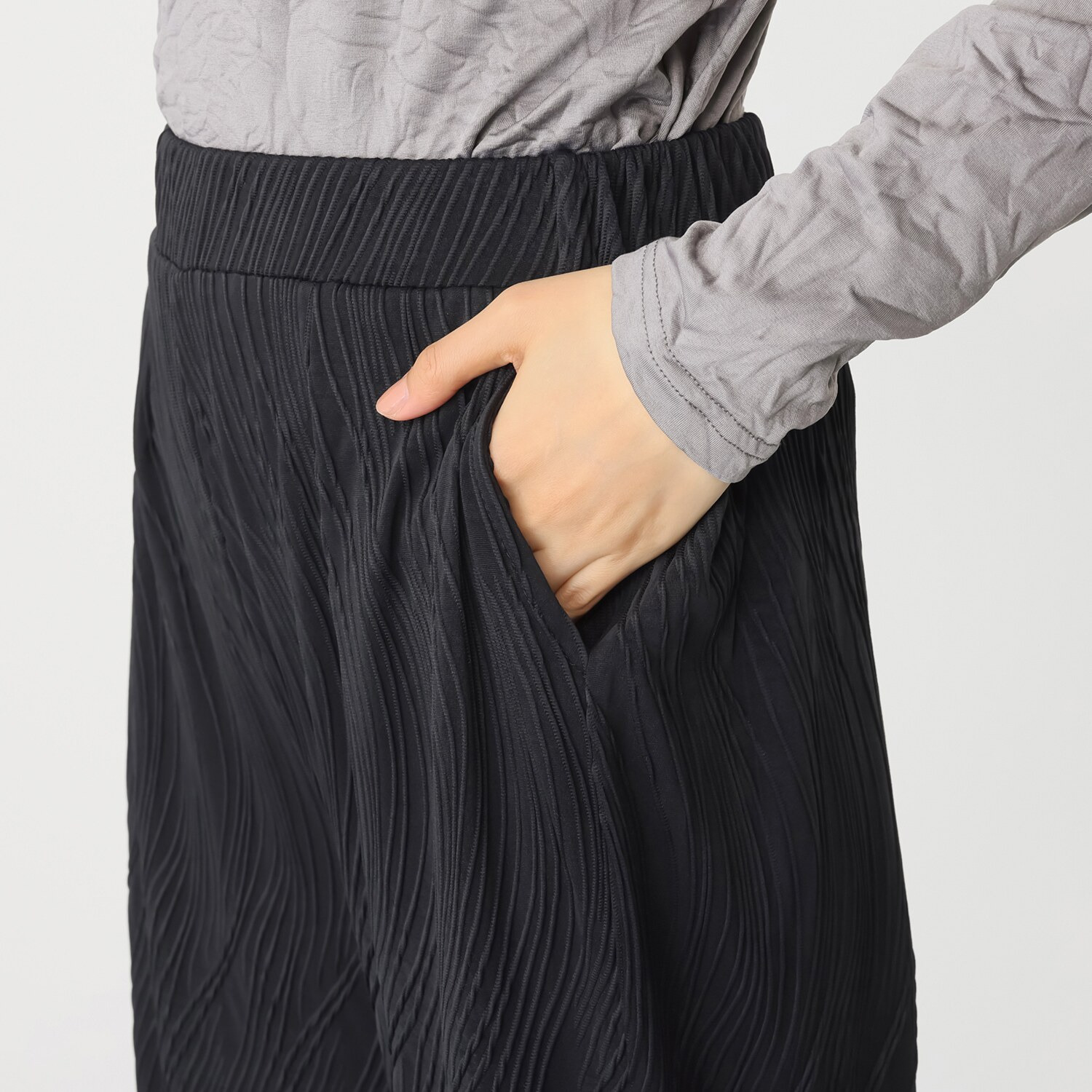 コイビトミサキ ジャガード ストレッチ ワイドパンツ