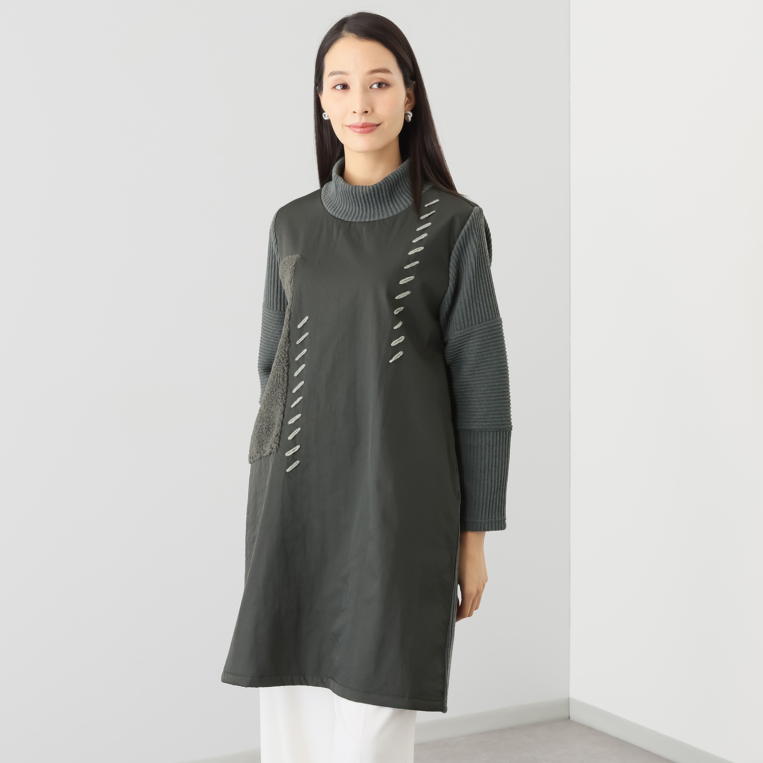 コイビトミサキ 異素材切替 ボアアクセント チュニック