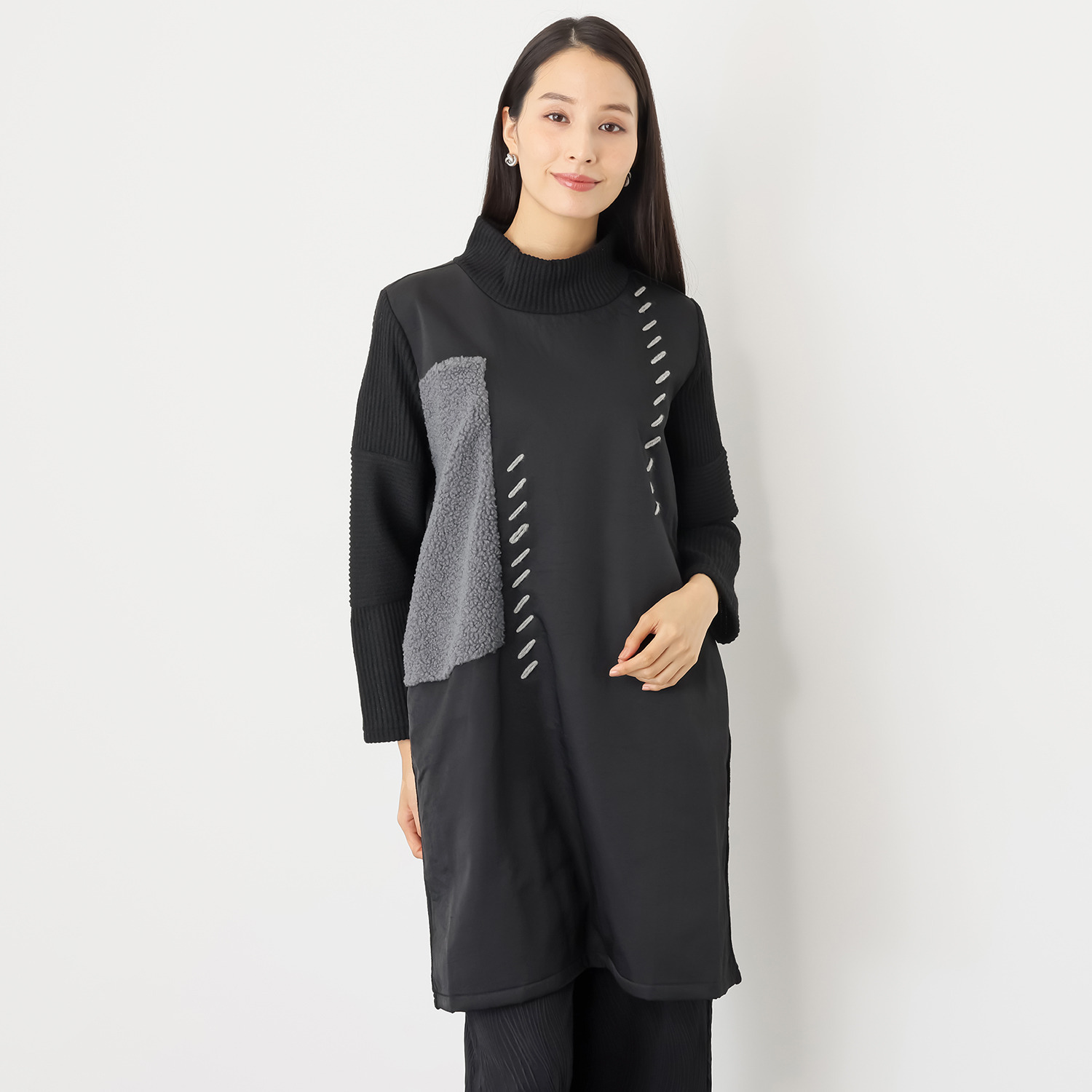 コイビトミサキ 異素材切替 ボアアクセント チュニック