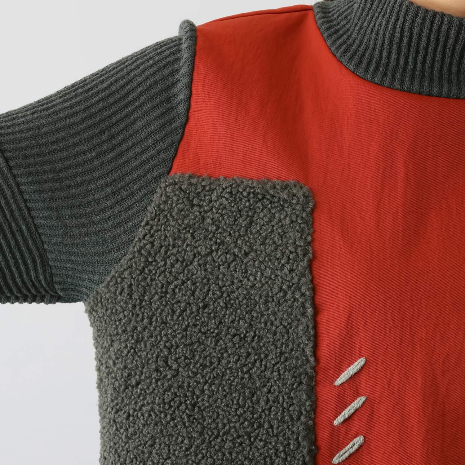 コイビトミサキ 異素材切替 ボアアクセント チュニック