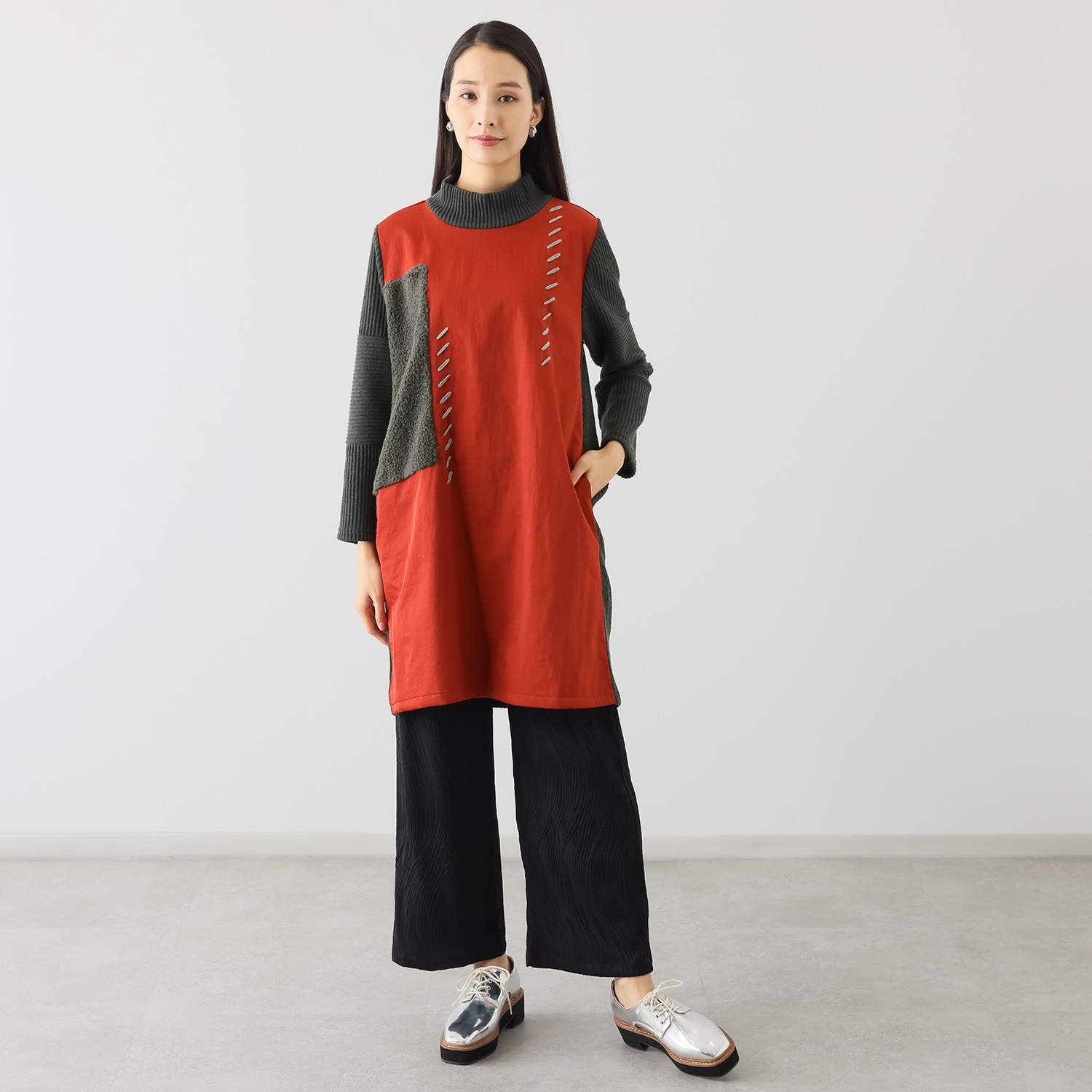 コイビトミサキ 異素材切替 ボアアクセント チュニック