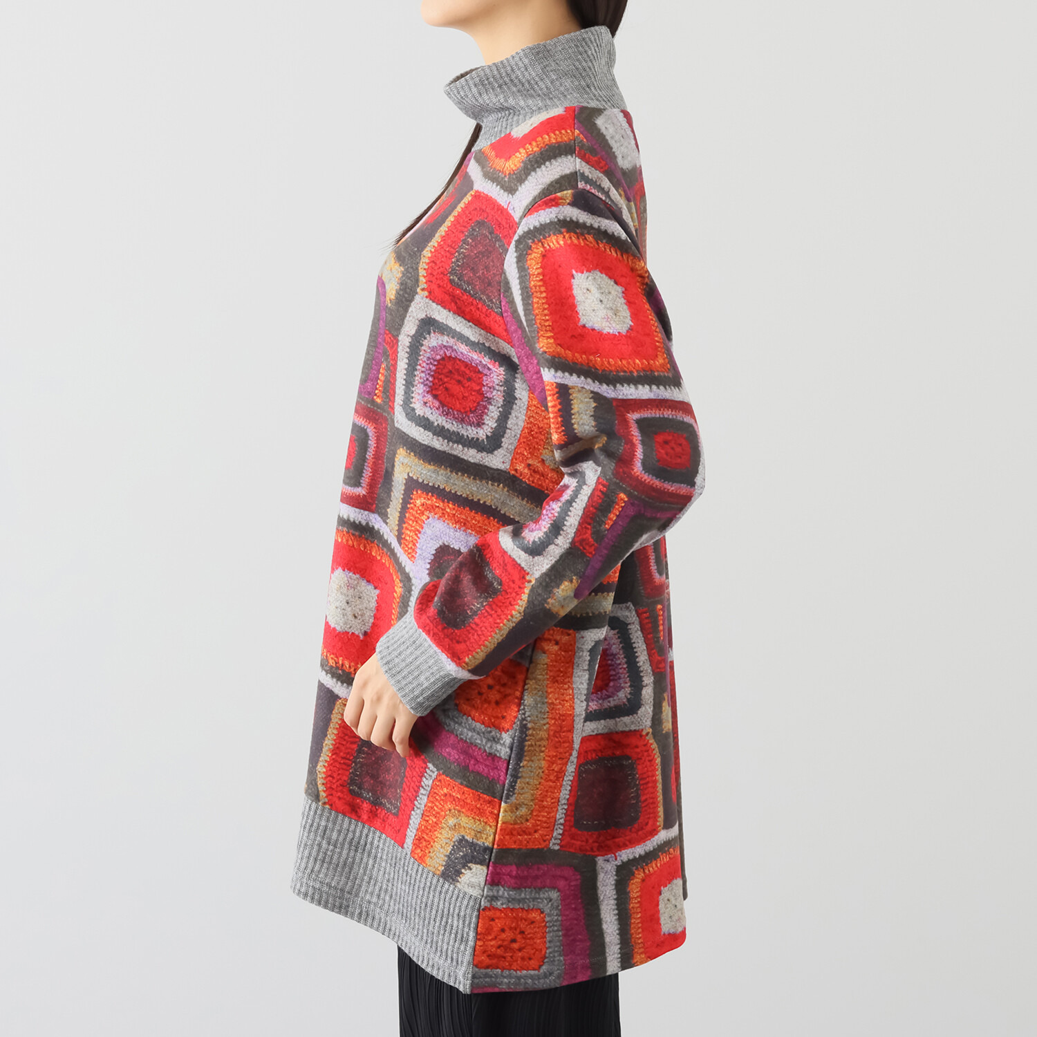 コイビトミサキ リブ切替 スクエアプリント チュニック