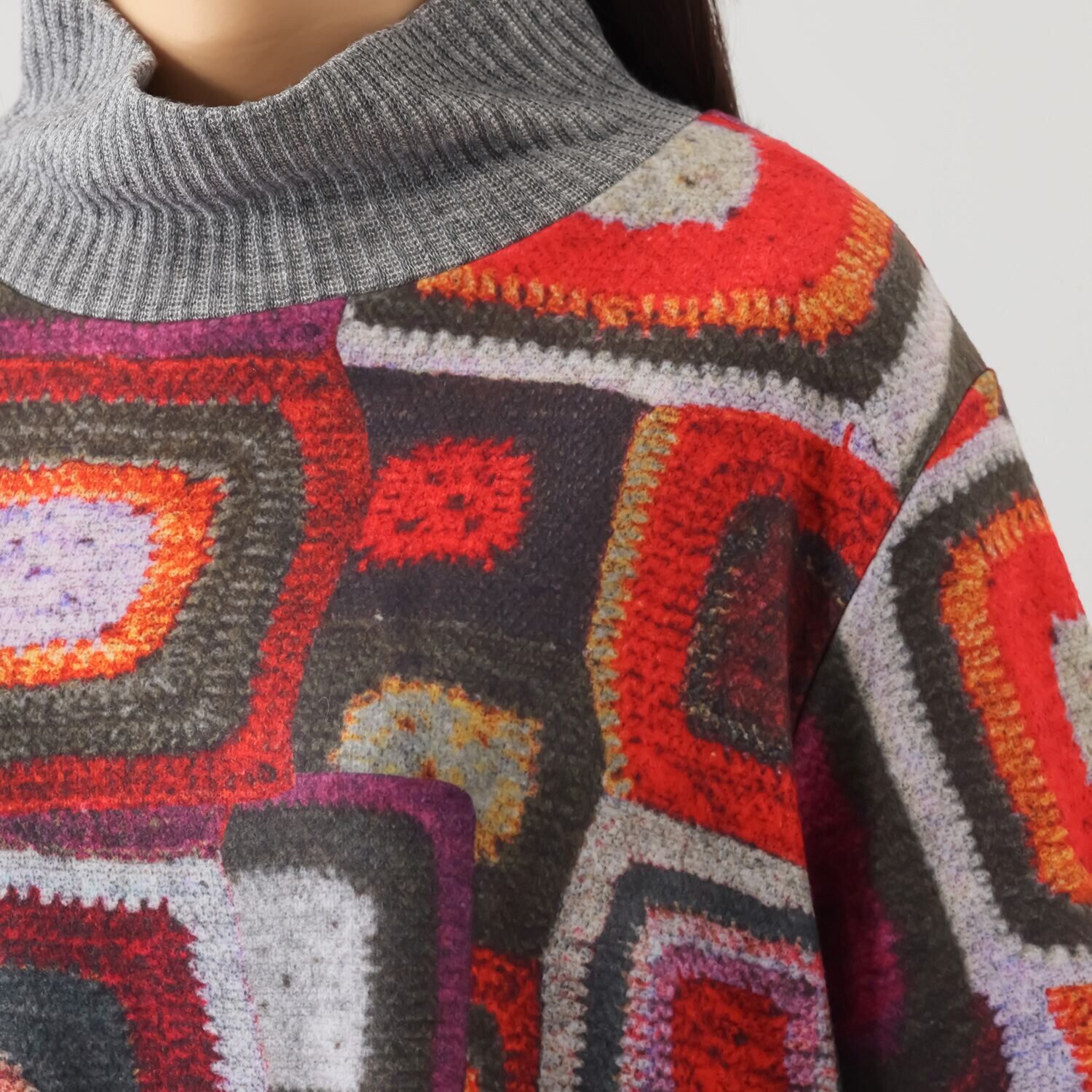 コイビトミサキ リブ切替 スクエアプリント チュニック