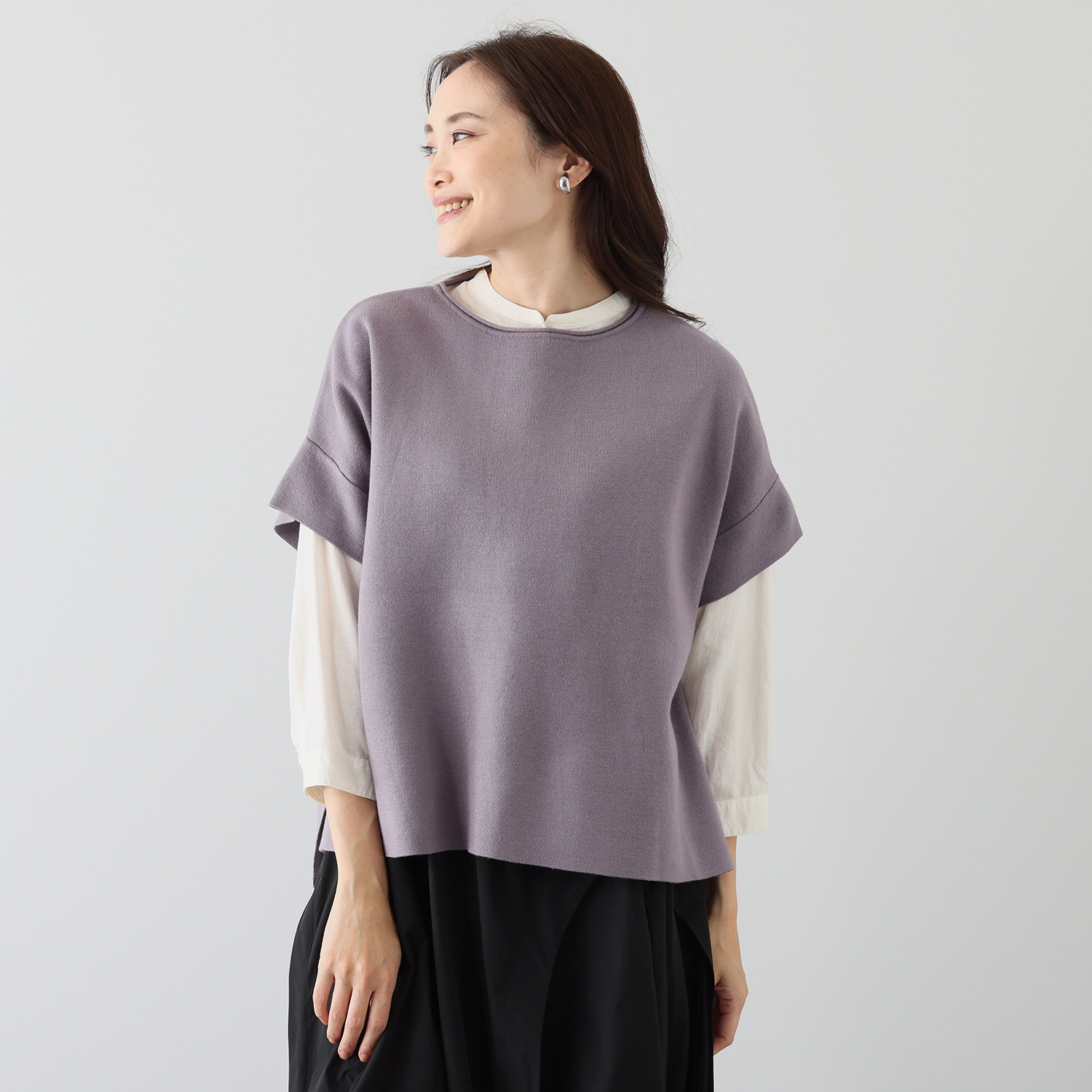 コイビトミサキ スタイルアップ デザイン ニットプルオーバー