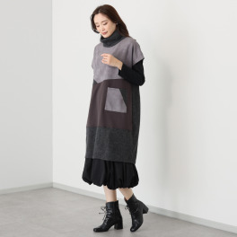 コイビトミサキ フェイクスエード 切替デザイン チュニック