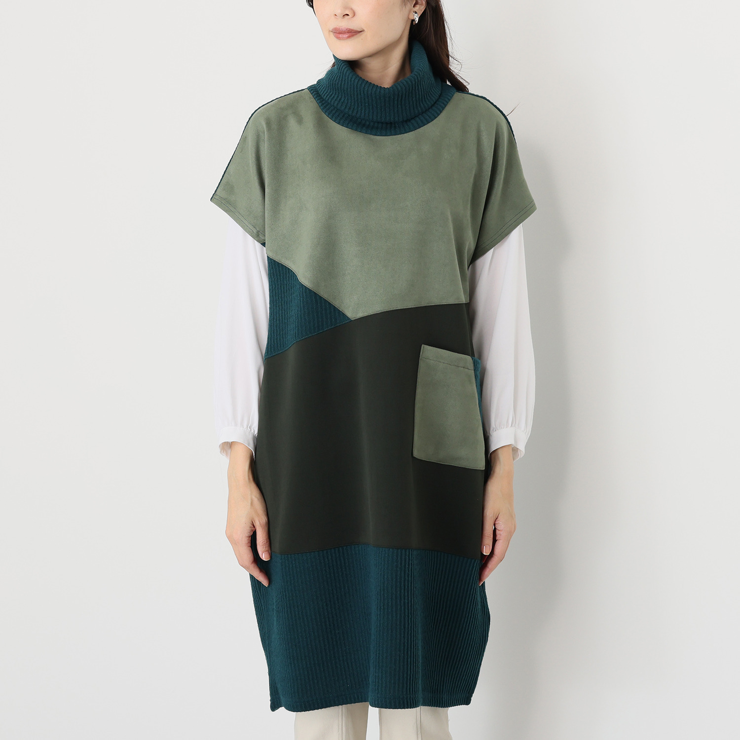 コイビトミサキ フェイクスエード 切替デザイン チュニック