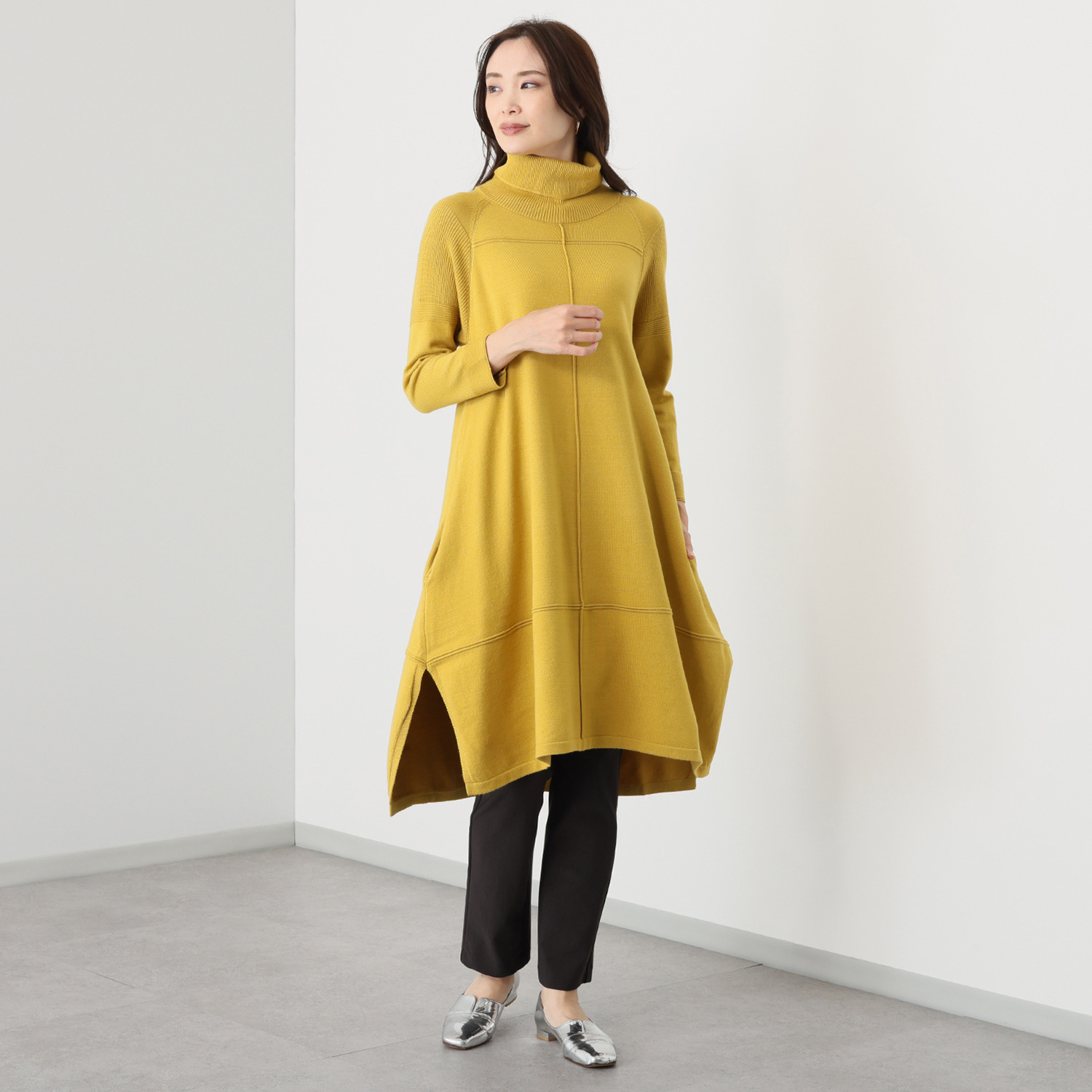 コイビトミサキ 切替デザイン ニットワンピース