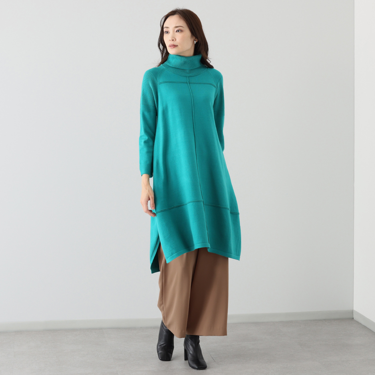 コイビトミサキ 切替デザイン ニットワンピース