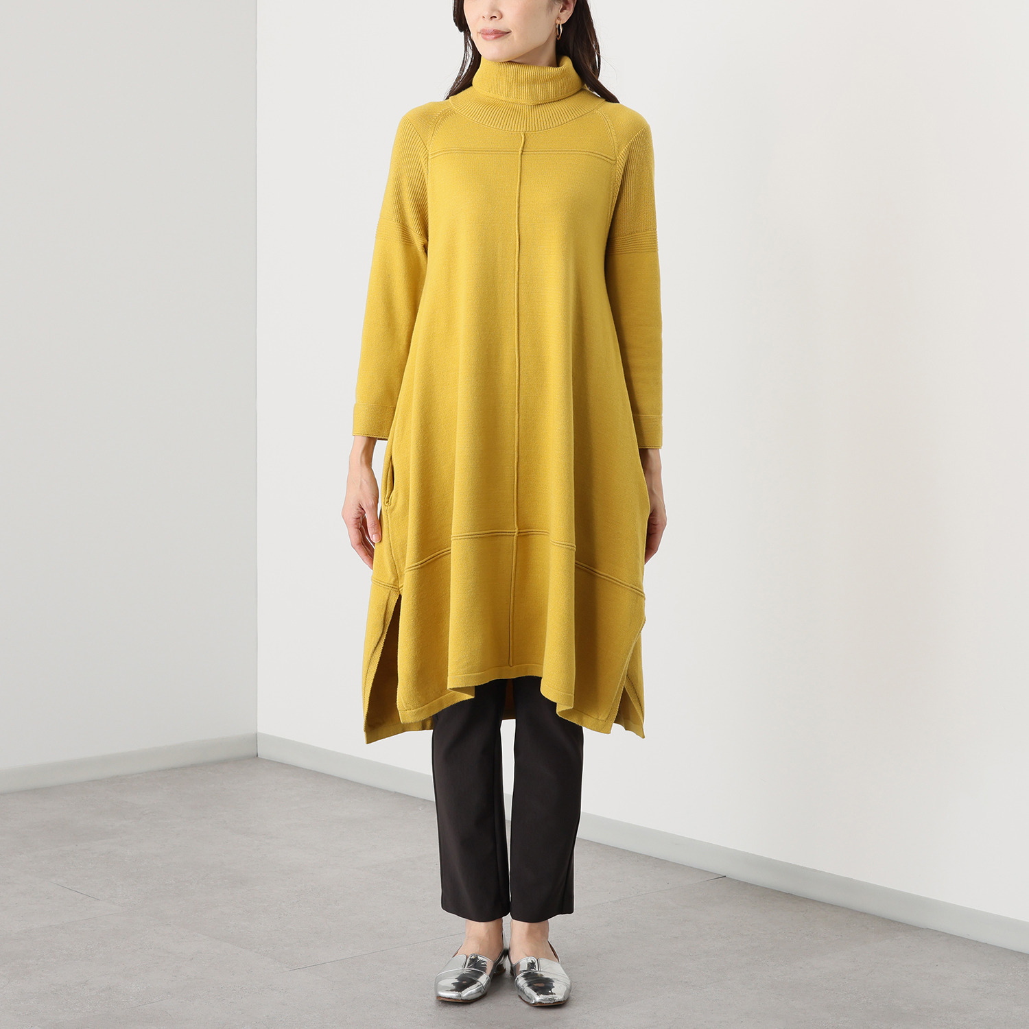 コイビトミサキ 切替デザイン ニットワンピース