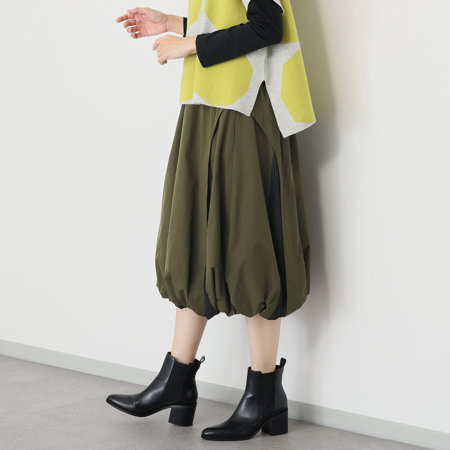 コイビトミサキ 異素材切替 バルーンシルエット スカート