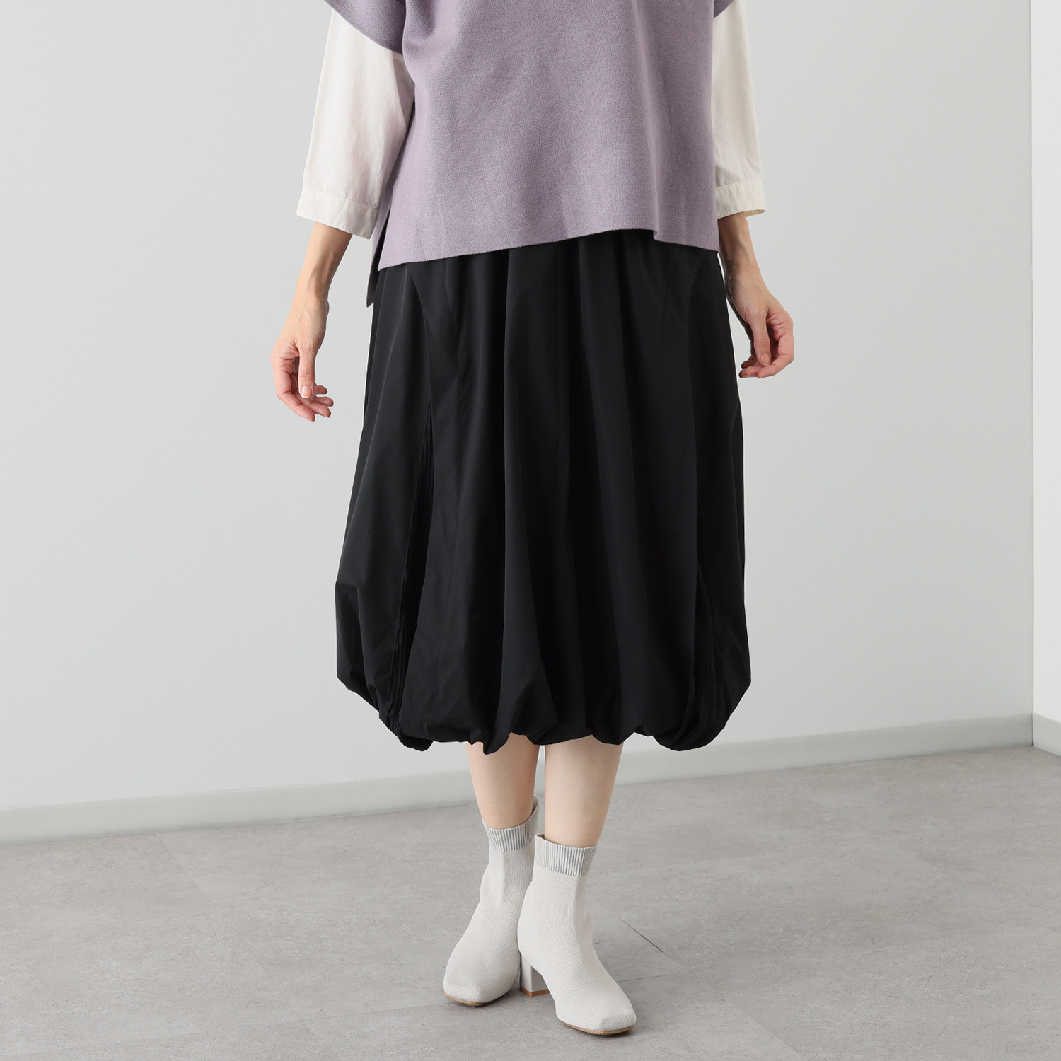 コイビトミサキ 異素材切替 バルーンシルエット スカート