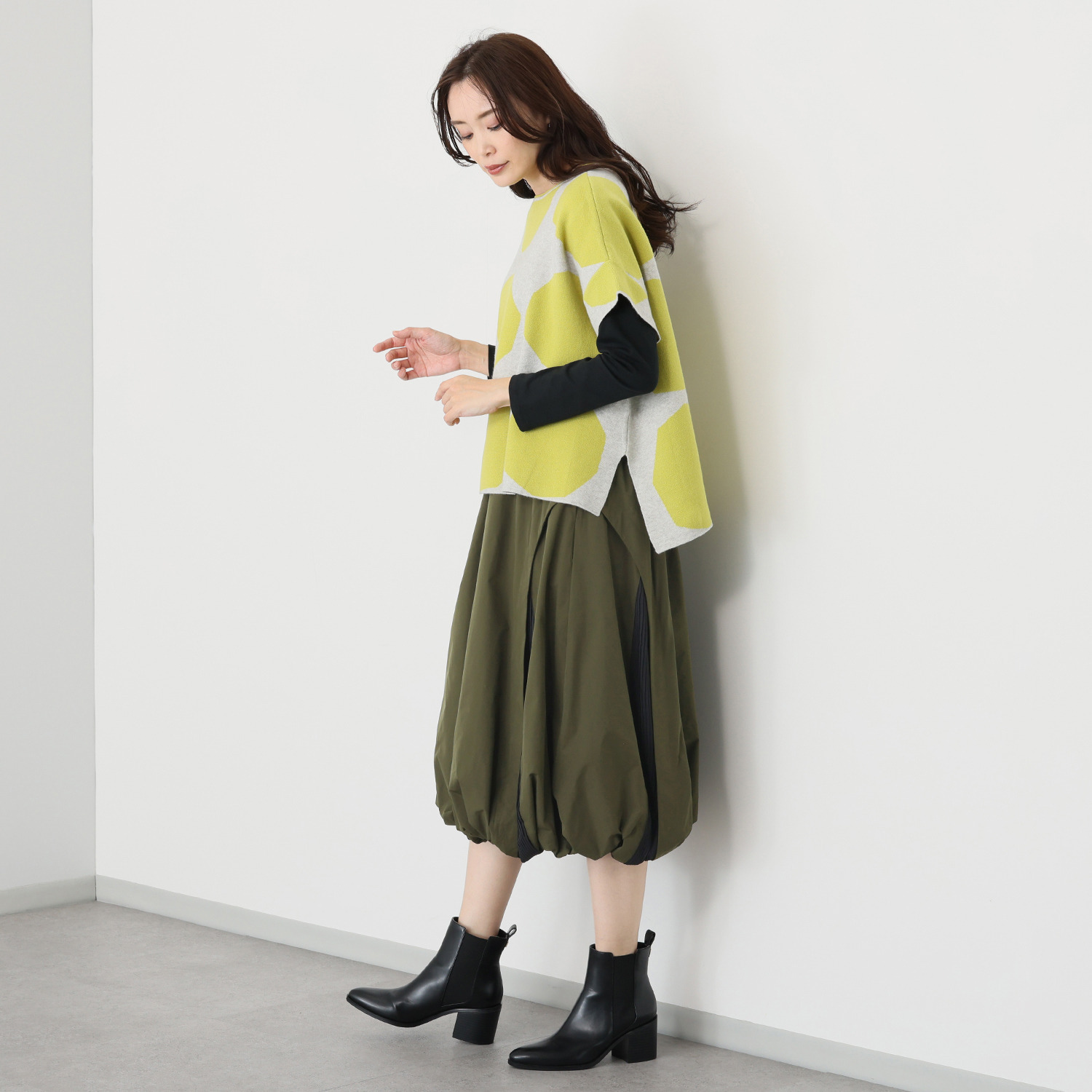 コイビトミサキ 異素材切替 バルーンシルエット スカート