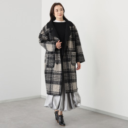 コイビトミサキ ブークレ チェック柄コート