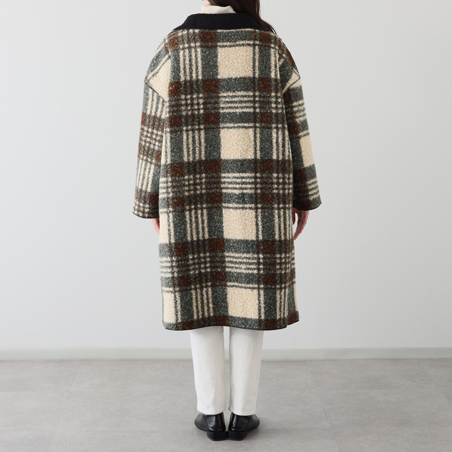コイビトミサキ ブークレ チェック柄コート