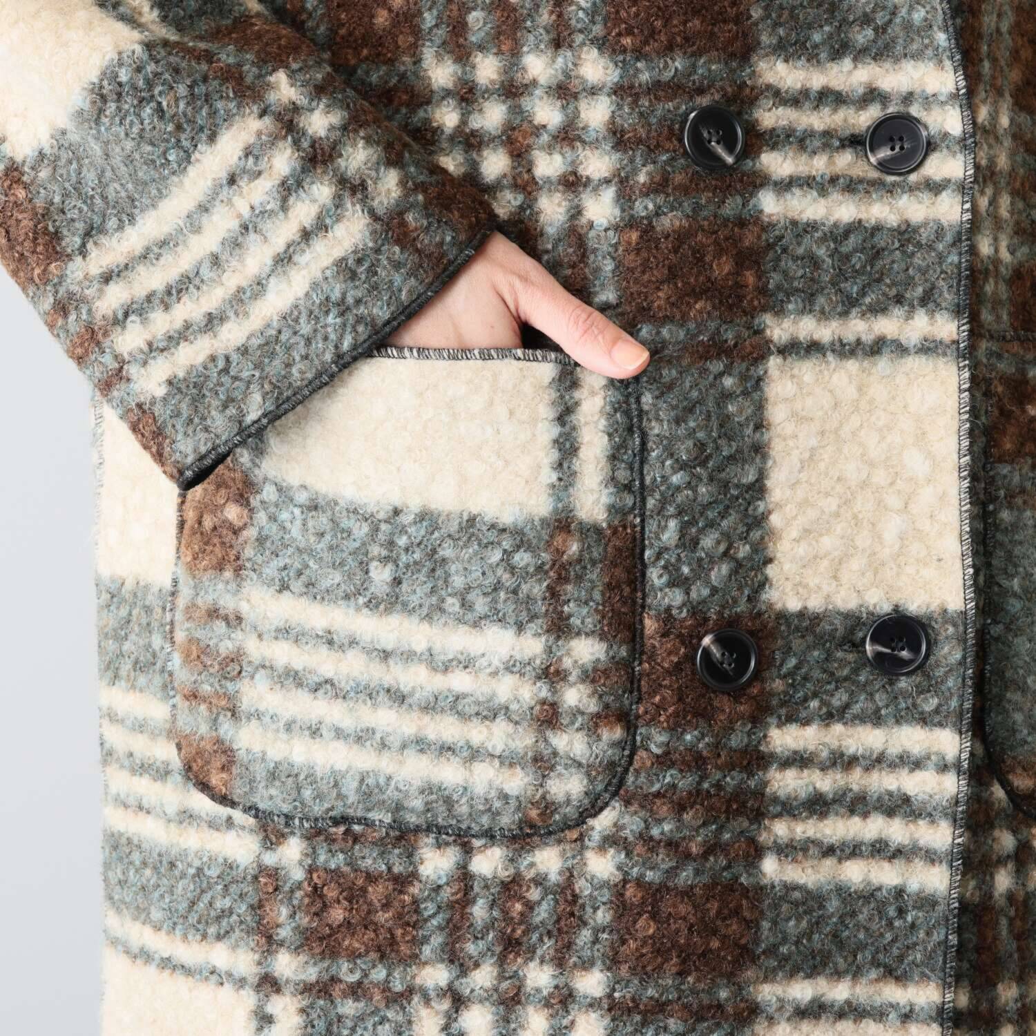 コイビトミサキ ブークレ チェック柄コート