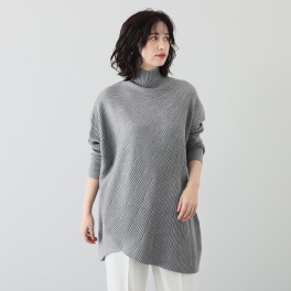 コイビトミサキ アシンメトリーデザイン モアレ リブニットチュニック