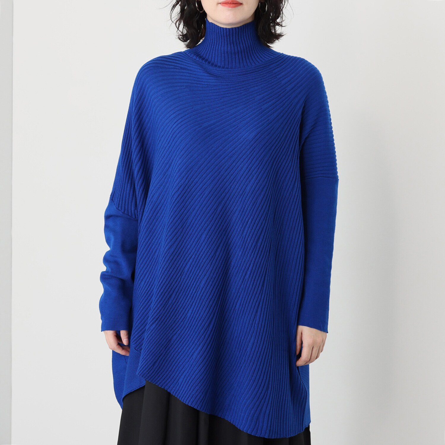 コイビトミサキ アシンメトリーデザイン モアレ リブニットチュニック