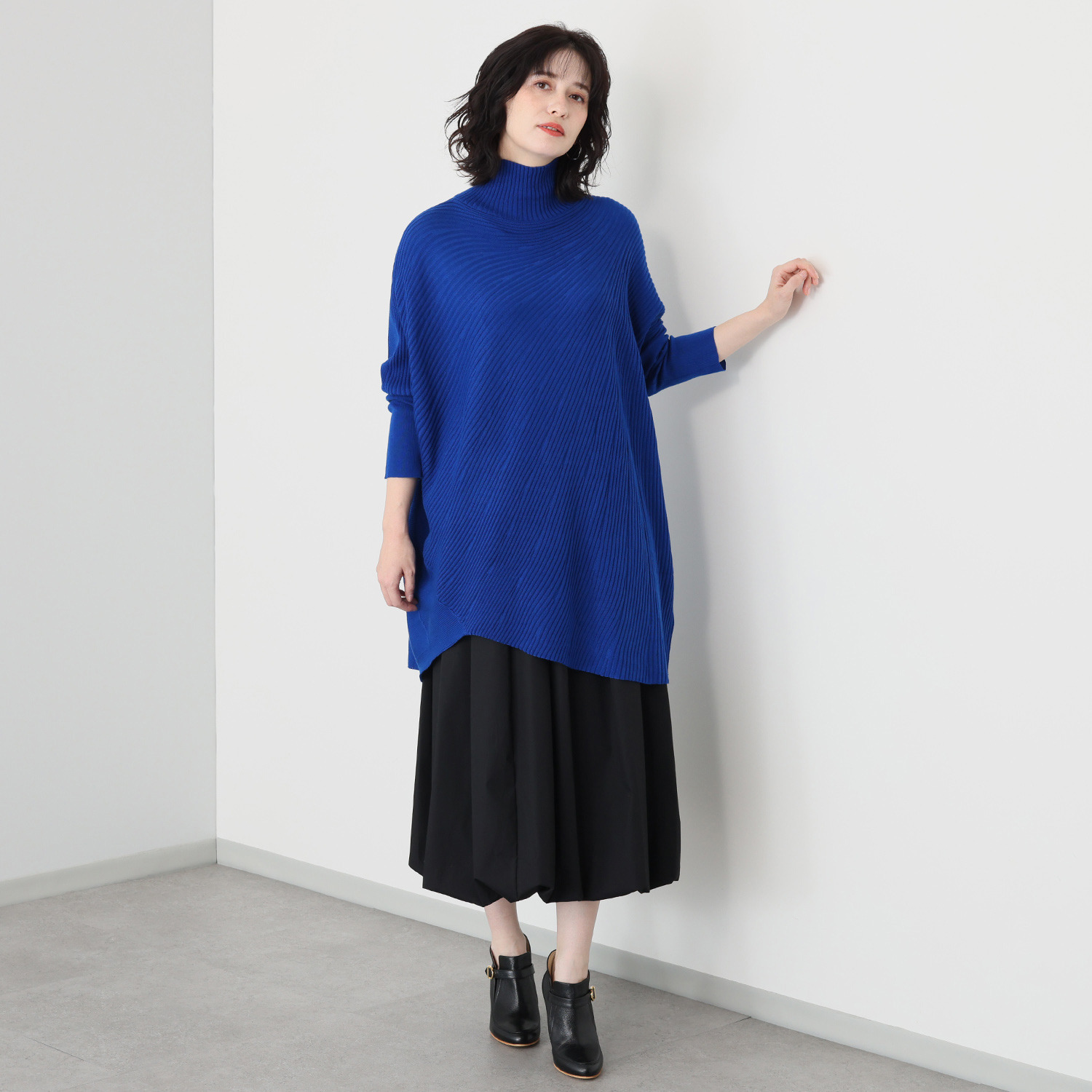 コイビトミサキ アシンメトリーデザイン モアレ リブニットチュニック