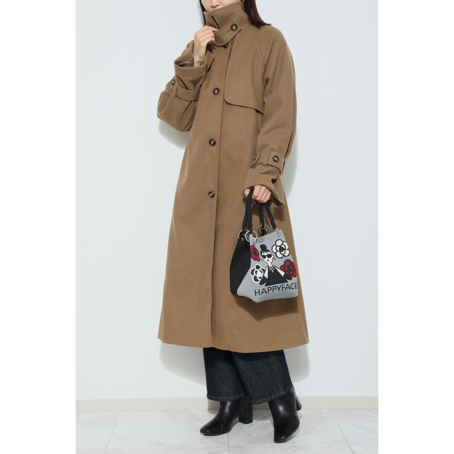 ハッピーフェイス ピコニットトートバッグ “ロゴ”