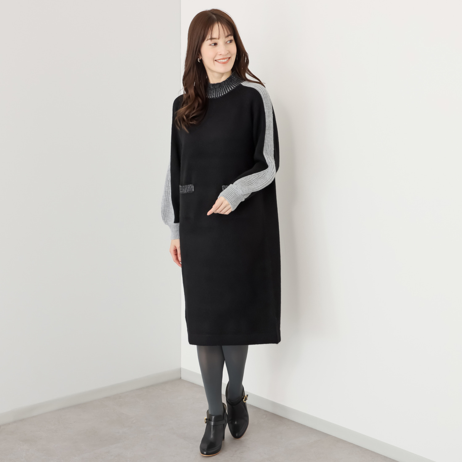 アリュメット 変形スリーブ ワンピース