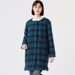 ダジュール チェック柄 ウールタッチコート