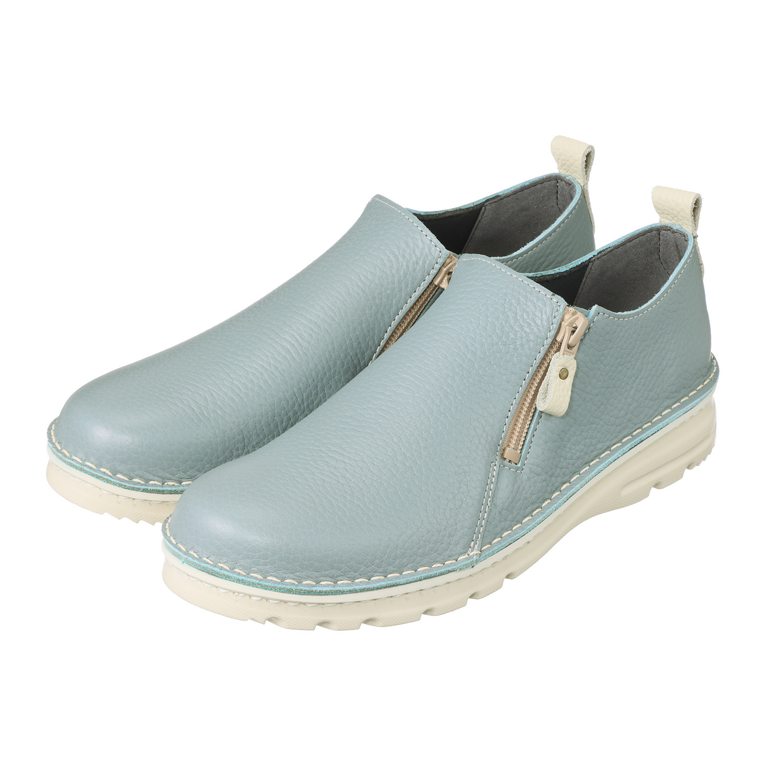 ＪＳハートレーベル ＜日本製＞ はっ水姫路レザー ダブルファスナーで楽ちん ゆったり４Ｅ軽量シューズ