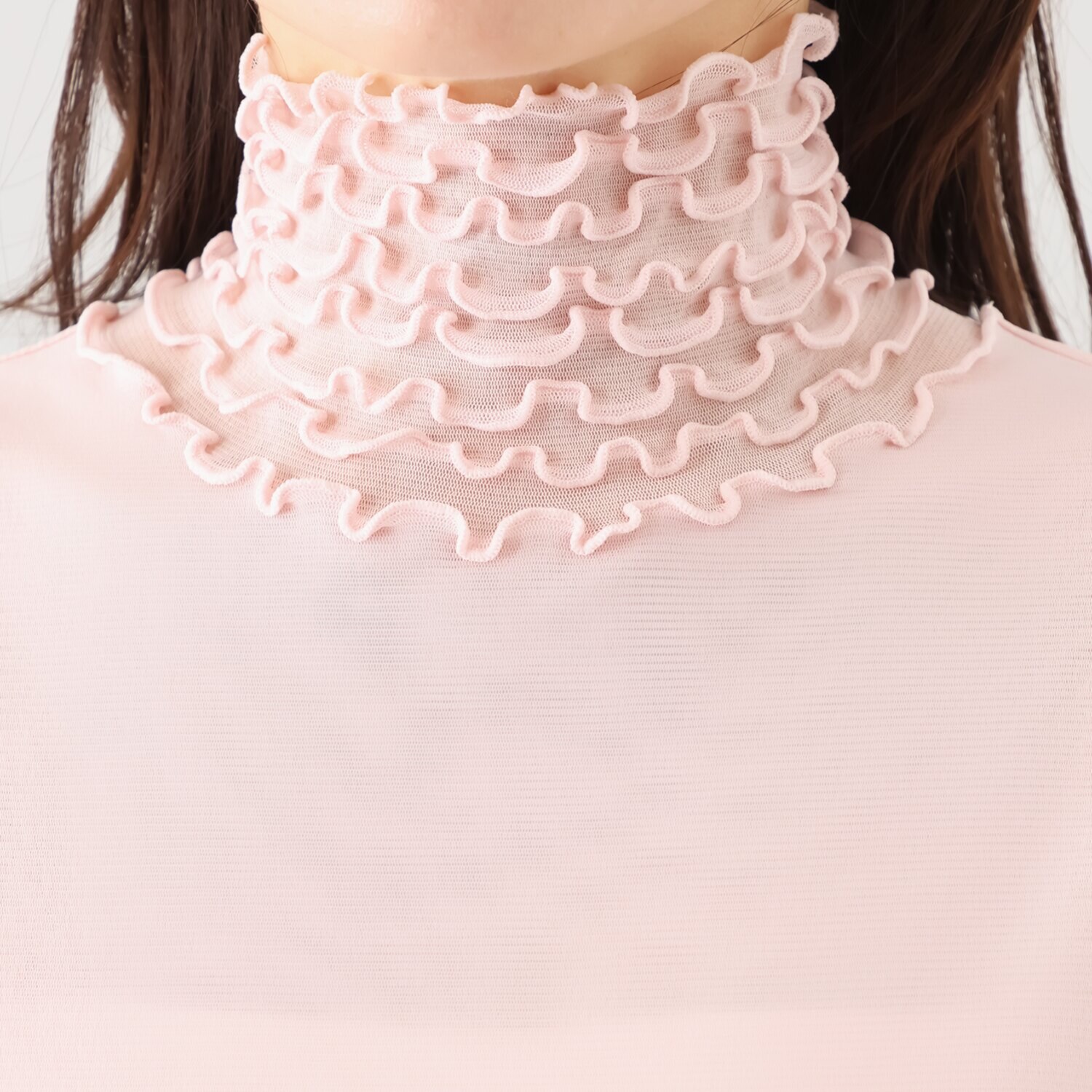 メッシュウィッシュ やわらか！　さらっと！ メッシュ素材！ フローラルネック プルオーバー