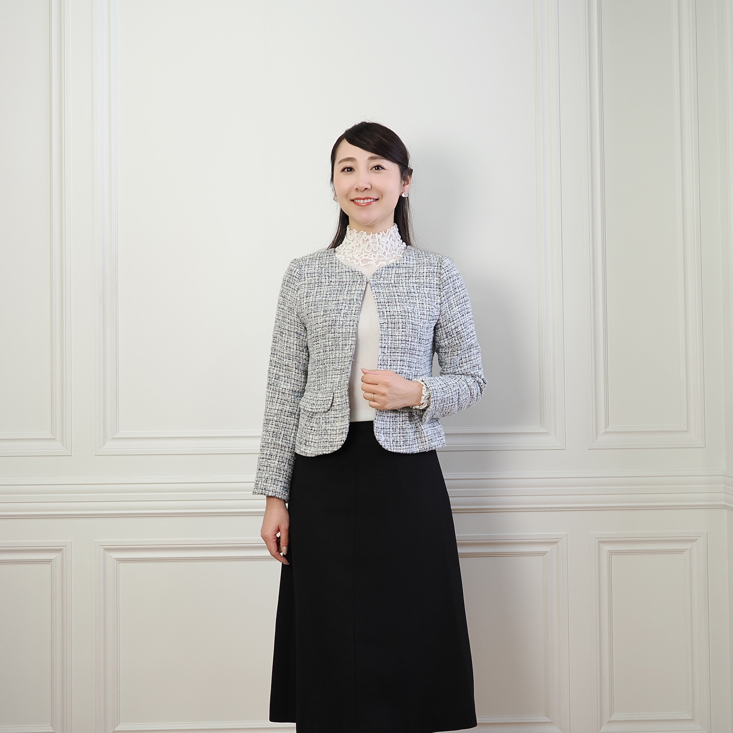 メッシュウィッシュ やわらか！　さらっと！ メッシュ素材！ フローラルネック プルオーバー