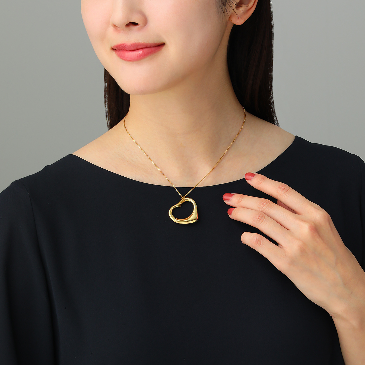 エムイー・ブリランテ １８Ｋハートモティーフ＆ ステンレスチェーン ペンダント ＜Ｌ＞