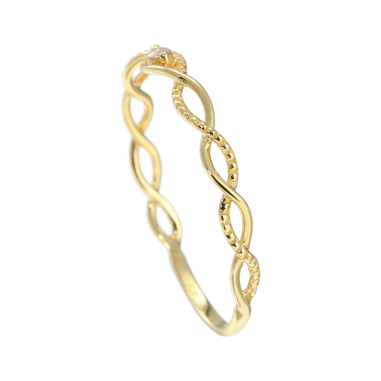 エムイー・ブリランテ １８Ｋ ダイヤモンド 編み込みデザインリング